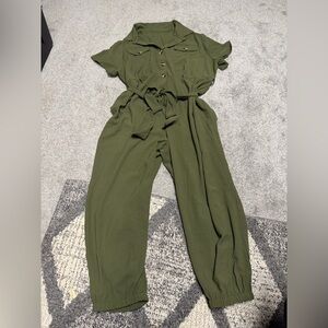 SHEIN Army Green Button-Up Jumpsuit